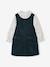 Velvet pinafore dress and cotton muslin blouse set for girls petrol blue - vertbaudet enfant 