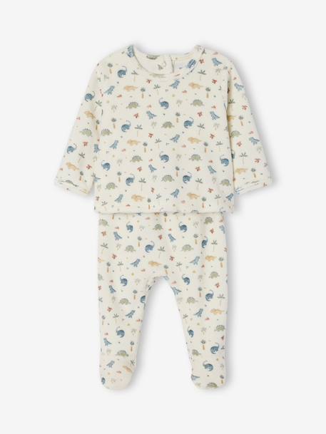 Pack of Two 2-Piece Velour Pyjamas for Newborns ecru - vertbaudet enfant 