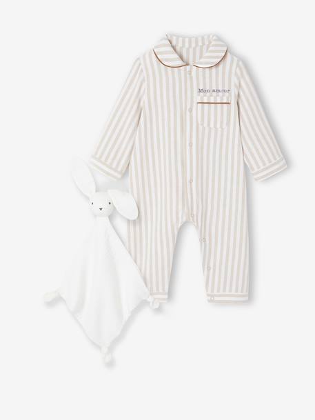 Sleepsuit set in flannel + comforter beige - vertbaudet enfant 