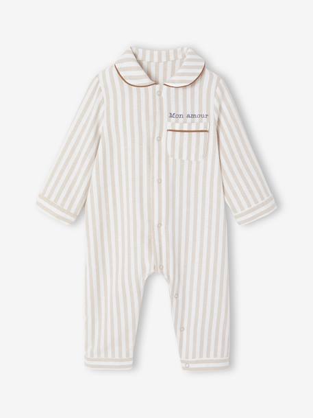 Pyjama bébé en flanelle + doudou coffret cadeau naissance beige - vertbaudet enfant 