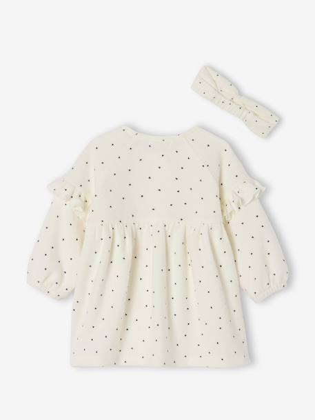 Set for Newborns: Dress + Headband with Heart Prints ecru - vertbaudet enfant 
