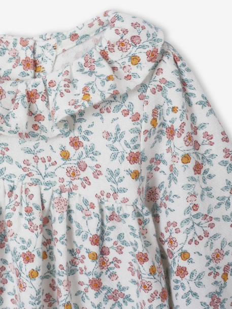 Newborn Set: Flower Print Dress + Tights ecru - vertbaudet enfant 