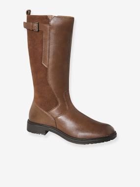 Shoes-Girls Footwear-Ankle Boots-Zipped Leather Riding Boots for Girls