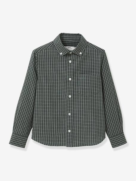 Gingham Flannel Shirt for Girls, CYRILLUS green - vertbaudet enfant 