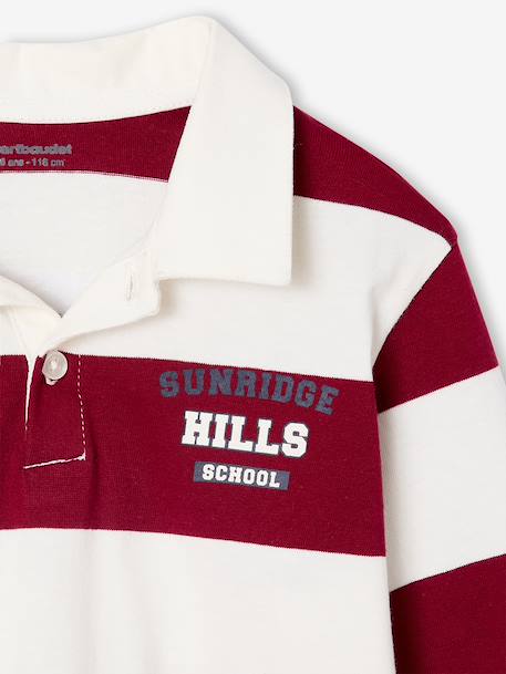 Striped Yarn-Dyed Polo Shirt for Boys bordeaux red - vertbaudet enfant 