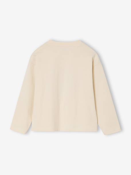 Long-Sleeved T-Shirt with Letter Design, for Girls ecru+navy blue - vertbaudet enfant 