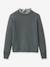 Pull fille col tissu Liberty VERT FONCE UNI - vertbaudet enfant 