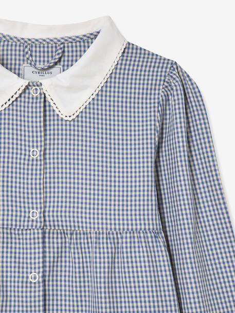 Gingham Smock for Girls, CYRILLUS chequered blue - vertbaudet enfant 