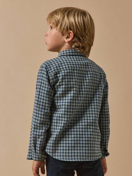 Boy's gingham flannel shirt CYRILLUS green - vertbaudet enfant 