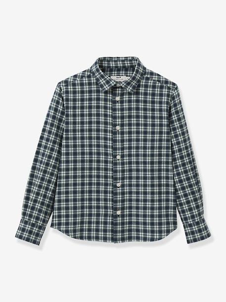 Boy's CYRILLUS brushed cotton shirt blue - vertbaudet enfant 