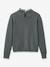 Pull fille col tissu Liberty VERT FONCE UNI - vertbaudet enfant 