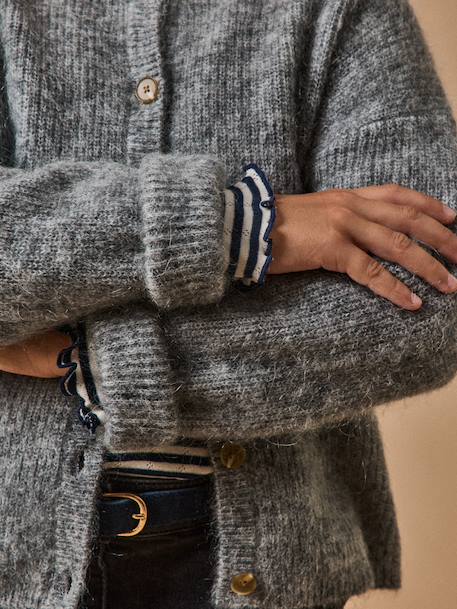 Wool & Mohair Cardigan for Girls, CYRILLUS grey - vertbaudet enfant 