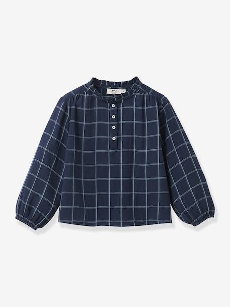 Cotton Gauze Blouse for Girls, CYRILLUS navy blue - vertbaudet enfant 