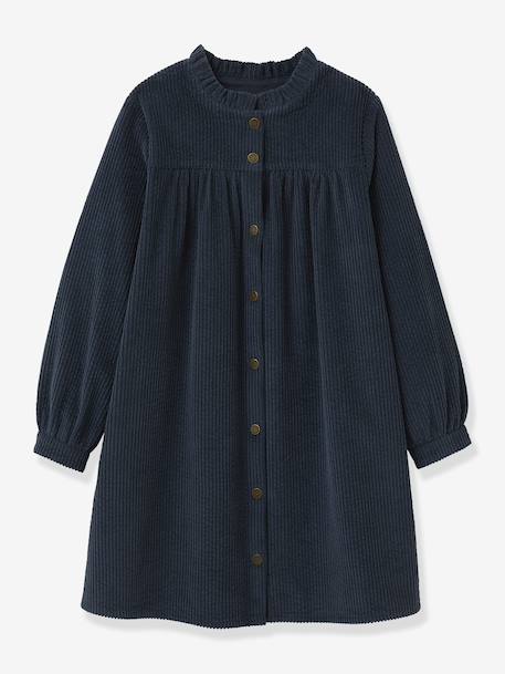Girl's corded velvet shirt dress CYRILLUS blue - vertbaudet enfant 