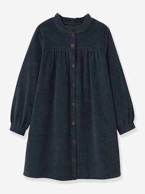 Fille-Robe chemise fille en velours gaufré