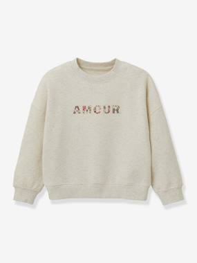 Sweat fille lettres en tissu Liberty coton biologique - vertbaudet enfant Fille-Pull, gilet, sweat-Sweat-Sweat fille lettres en tissu Liberty coton biologique