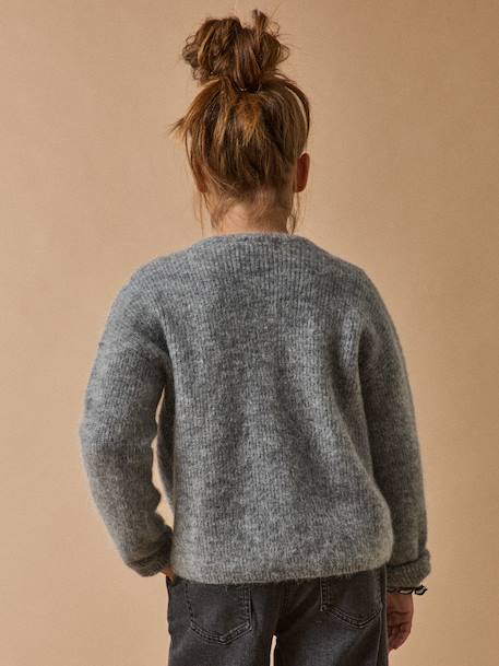 Wool & Mohair Cardigan for Girls, CYRILLUS grey - vertbaudet enfant 