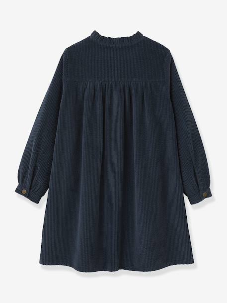 Girl's corded velvet shirt dress CYRILLUS blue - vertbaudet enfant 