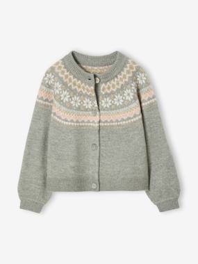 -Gilet jacquard fille maille fantaisie fil brillant