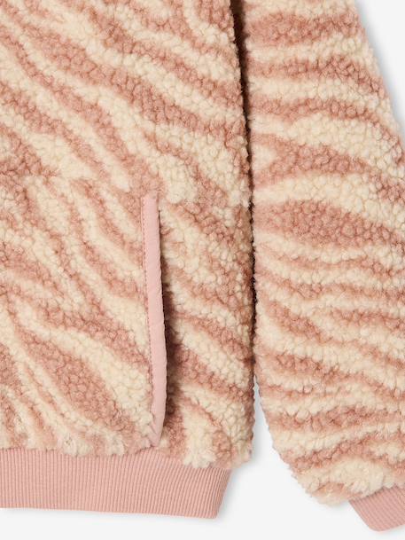 Hooded Sherpa Sweatshirt for Girls ecru+rosy - vertbaudet enfant 