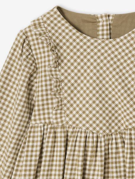 Robe vichy à volants fille carreaux gris+olive - vertbaudet enfant 