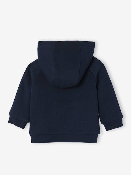 Cardigan zippé bébé en molleton entièrement doublé à capuche marine - vertbaudet enfant 