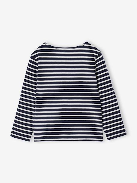 Sailor-Like Top, Long Sleeves, for Girls navy blue+olive - vertbaudet enfant 