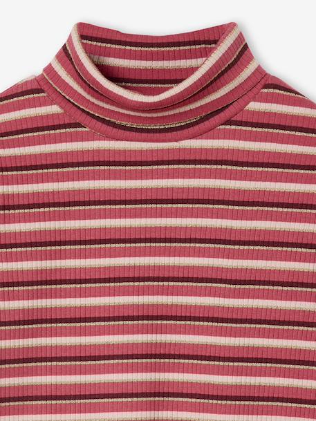 T-shirt col roulé en côtes fille framboise+multicolore - vertbaudet enfant 