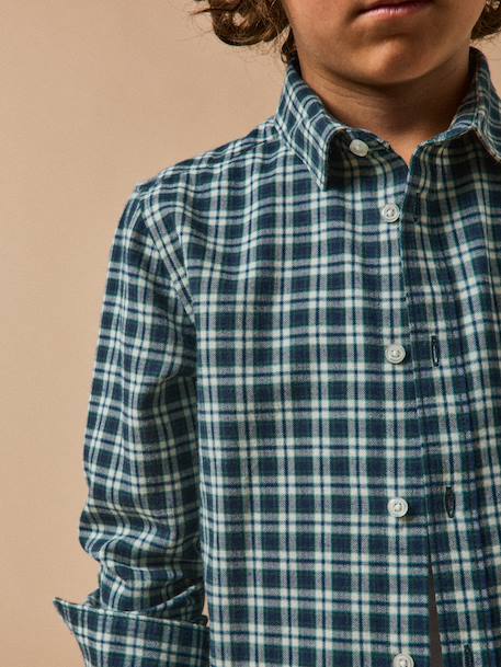 Boy's CYRILLUS brushed cotton shirt blue - vertbaudet enfant 