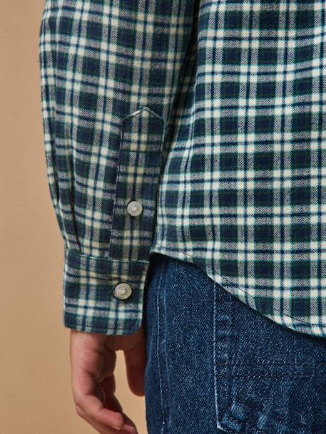 Boy's CYRILLUS brushed cotton shirt blue - vertbaudet enfant 