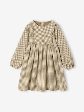Girls-Gingham Dress with Ruffles for Girls