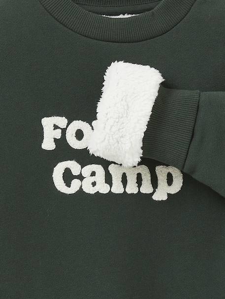 Sherpa-Lined Sweatshirt for Boys, CYRILLUS green - vertbaudet enfant 