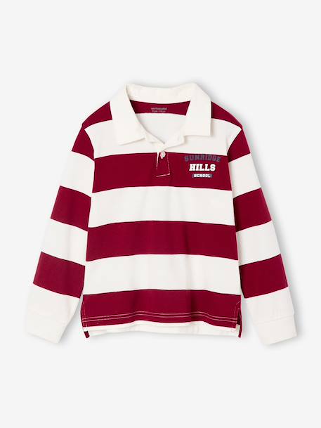Striped Yarn-Dyed Polo Shirt for Boys bordeaux red - vertbaudet enfant 