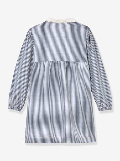 Gingham Smock for Girls, CYRILLUS chequered blue - vertbaudet enfant 