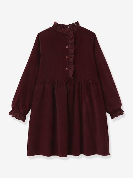 CYRILLUS velvet robe bordeaux red+navy blue - vertbaudet enfant 