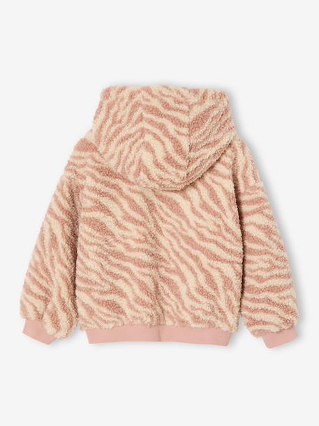 Hooded Sherpa Sweatshirt for Girls ecru+rosy - vertbaudet enfant 