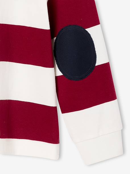 Striped Yarn-Dyed Polo Shirt for Boys bordeaux red - vertbaudet enfant 