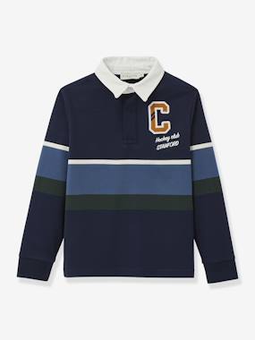 Striped Rugby Polo Shirt in Organic Cotton for Boys, CYRILLUS - vertbaudet enfant
