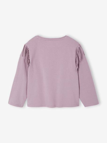 Tee-shirt fille à franges manches longues mauve - vertbaudet enfant 