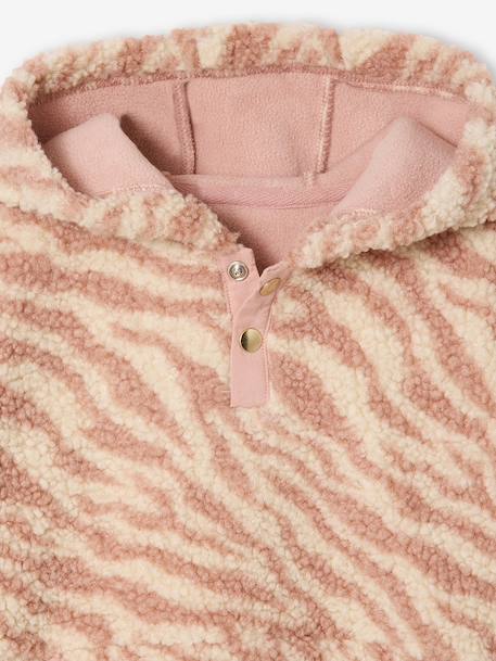 Hooded Sherpa Sweatshirt for Girls ecru+rosy - vertbaudet enfant 