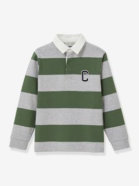 Polo-rugby rayé garçon coton biologique - vertbaudet enfant Garçon-Pull, gilet, sweat-Sweat-Polo-rugby rayé garçon coton biologique