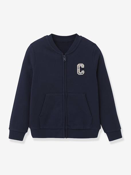 Girl's cardigan in organic cotton fleece CYRILLUS navy blue - vertbaudet enfant 