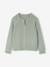 Gilet fille en maille mousseuse ajourée écru+vert sauge - vertbaudet enfant 