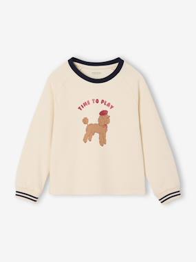 Fille-T-shirt, sous-pull-T-shirt-T-shirt fille motif chien détails glitter manches longues