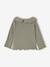 Long-sleeved T-shirt for babies with English embroidery ruffled collar ecru+khaki - vertbaudet enfant 