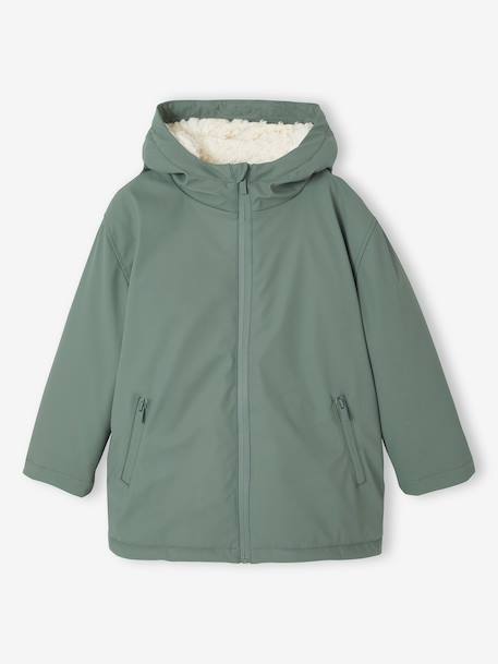 Raincoat with Hood & Sherpa Lining for Boys night blue+sage green - vertbaudet enfant 