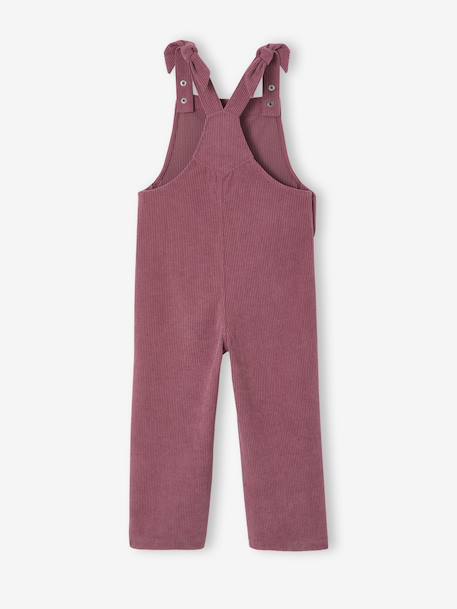 Wide-Leg Fleece-Effect Corduroy Dungarees for Girls fir green+mauve - vertbaudet enfant 