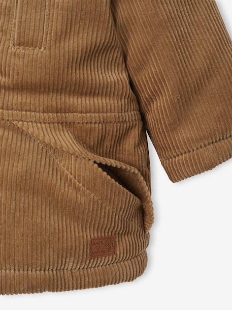 Corduroy coat for babies with faux fur lining caramel - vertbaudet enfant 