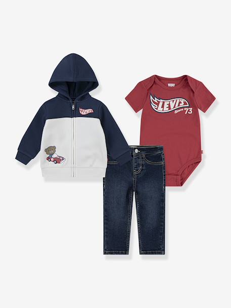 3-Piece Set: Bodysuit + Sweatshirt + Straight Leg Jeans, LEVI'S® navy blue - vertbaudet enfant 