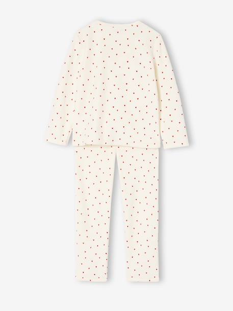 Pack of 2 Heart Print Velour Pyjamas for Girls ecru - vertbaudet enfant 